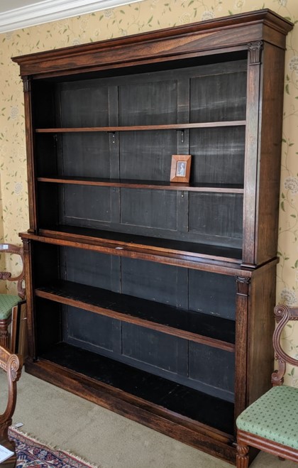 An early Victorian rosewood open bookcase, W.5ft 6in. D.1ft 4 H.5ft